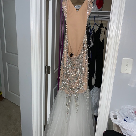 Champagne sequined prom dress - Picture 2 of 3